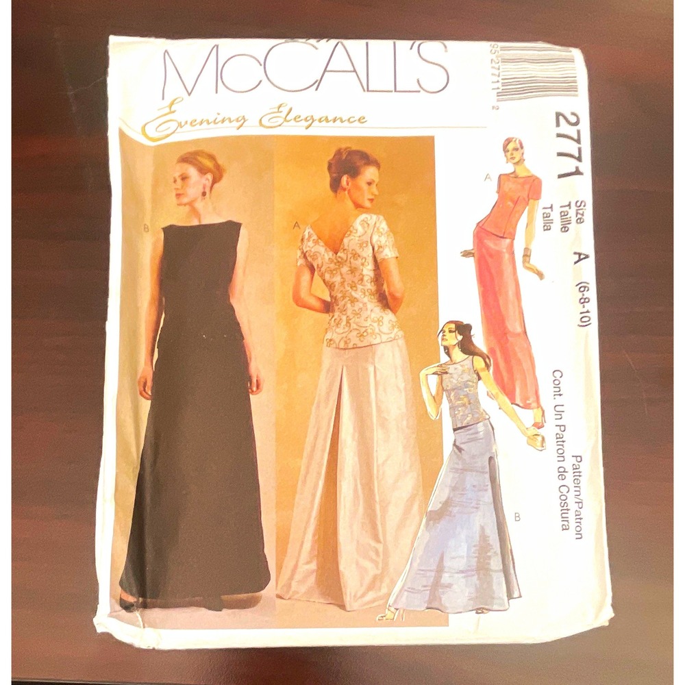 McCall’s Evening Elegance 2771 Sewing Pattern Tops & Skirts Sz 6-10